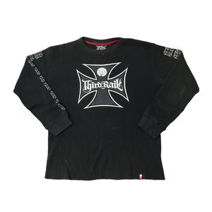 Vintage Third Rail Iron Cross Graphic Thermal Long Sleeve Shirt Size M